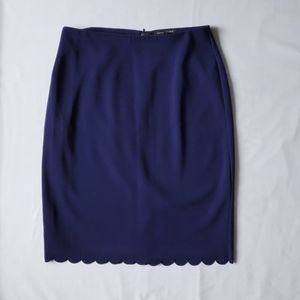 Woman's Banana Republic scalloped blue midi skirt